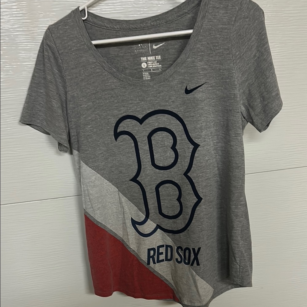Nike Gray Red Sox Colorblock Short Sleeve Tee